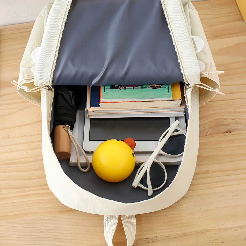 A Set of 5 Bags Including a Spacious Backpack, Perfect for Back-To-School Season Includes a Small Duck And a Rabbit Accessory