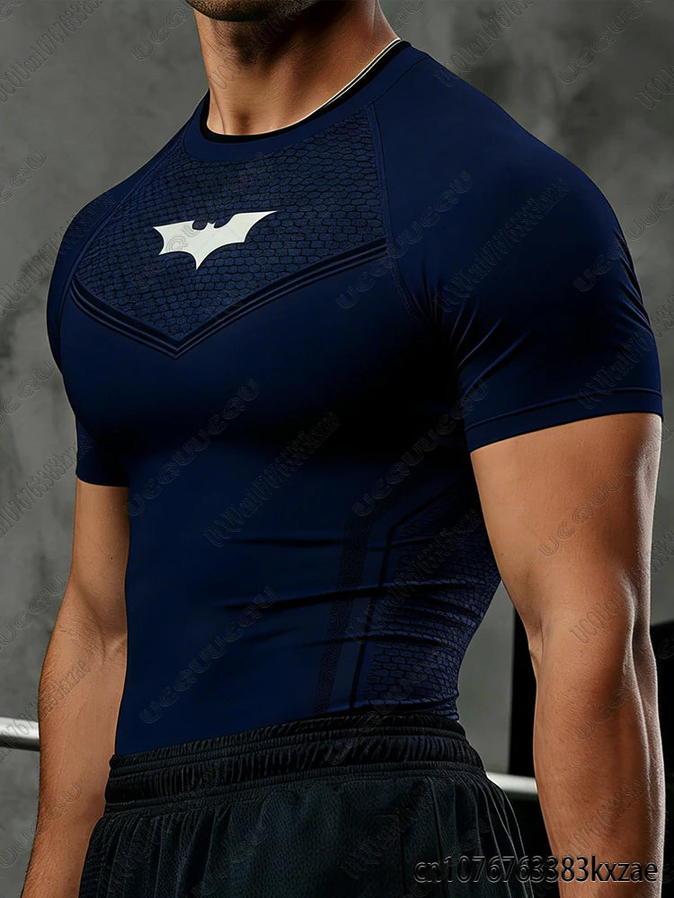 DC Batman Print Men's Sports Running Fitness Top Summer Breathable Quick Drying Long/Short Sleeve Classic Gym Tees Man Tops