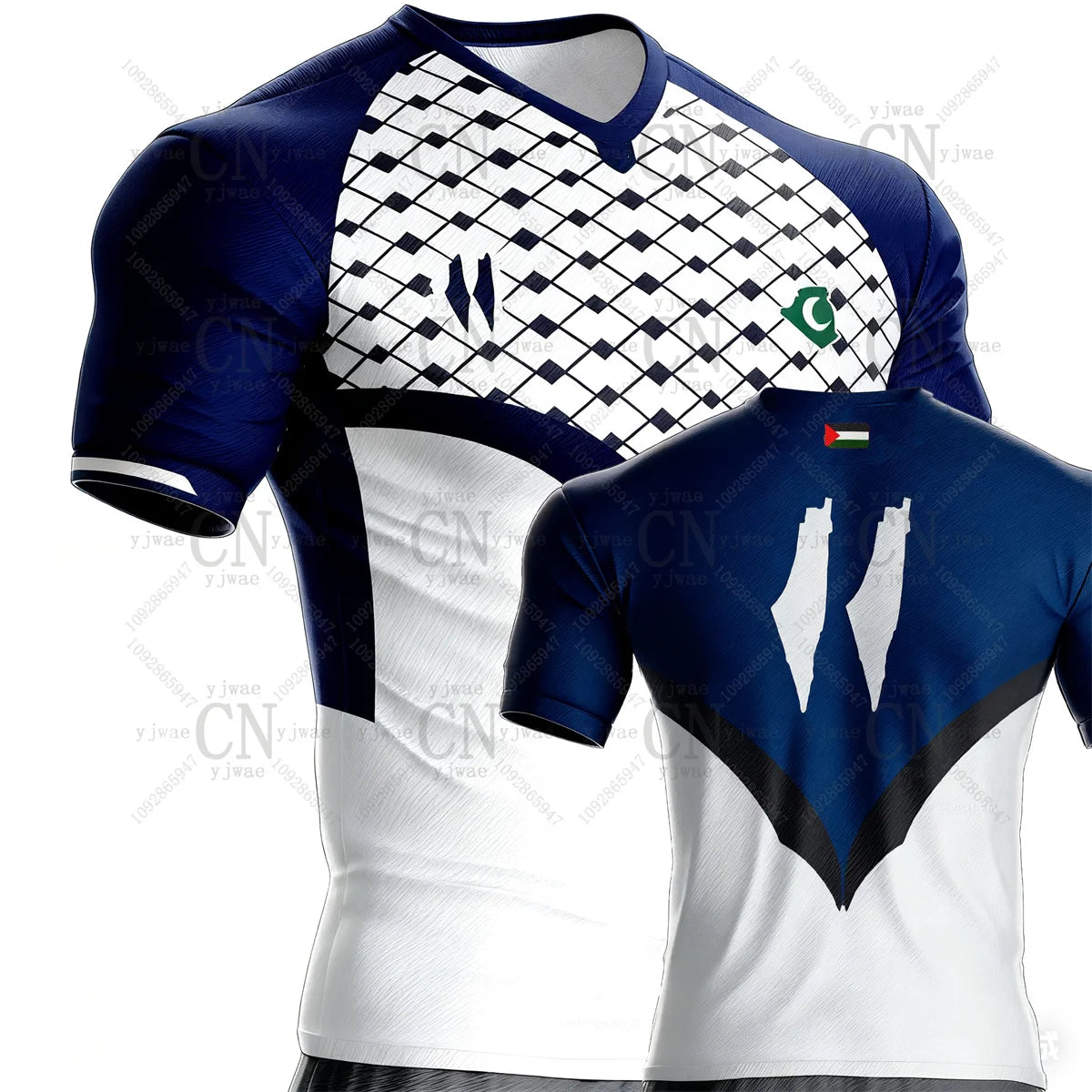 Palestine Football Jersey Flag Graphic Sportswear Short Sleeved Children&Adults Quick Drying Outdoor Fitness Training T-Shirt