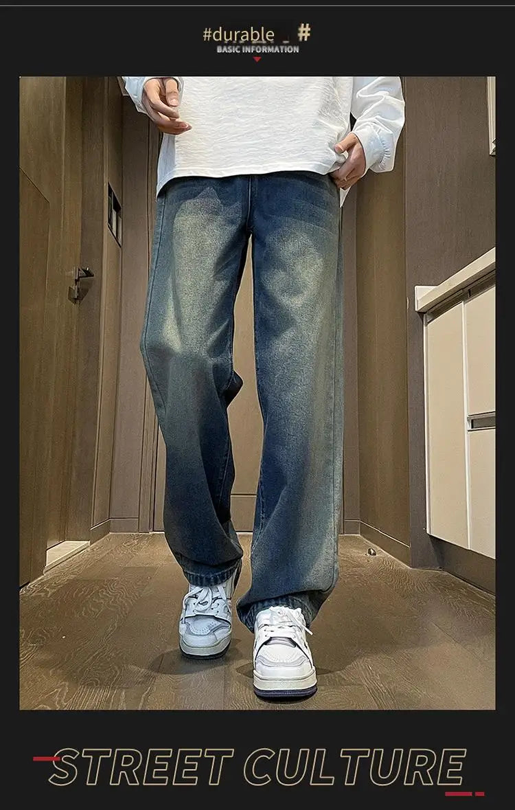 Trousers Male Men's Pants New in Pants Denim Trendy Loose Straight High Street American Trousers Sex Products Y2k Sport Clothing