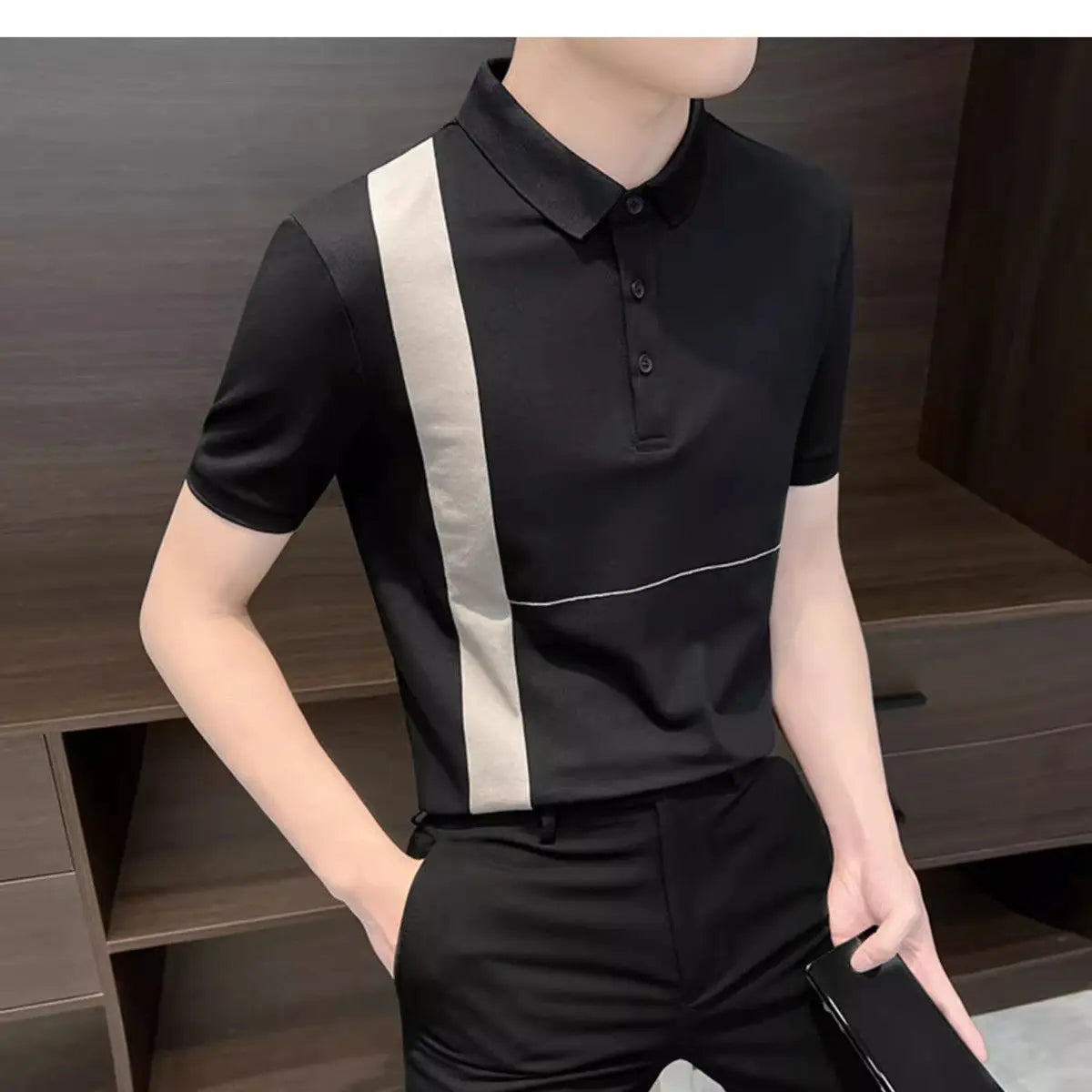 Summer Men's Clothing 2025 New Summer Top Cool and Stylish Ice Silk Trendy Brand Polo Shirt