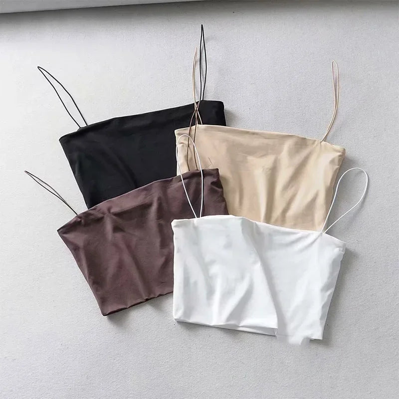 Summer Women's Crop Top Sexy Elastic Cotton Camis Sleeveless Short Tank Top Bar