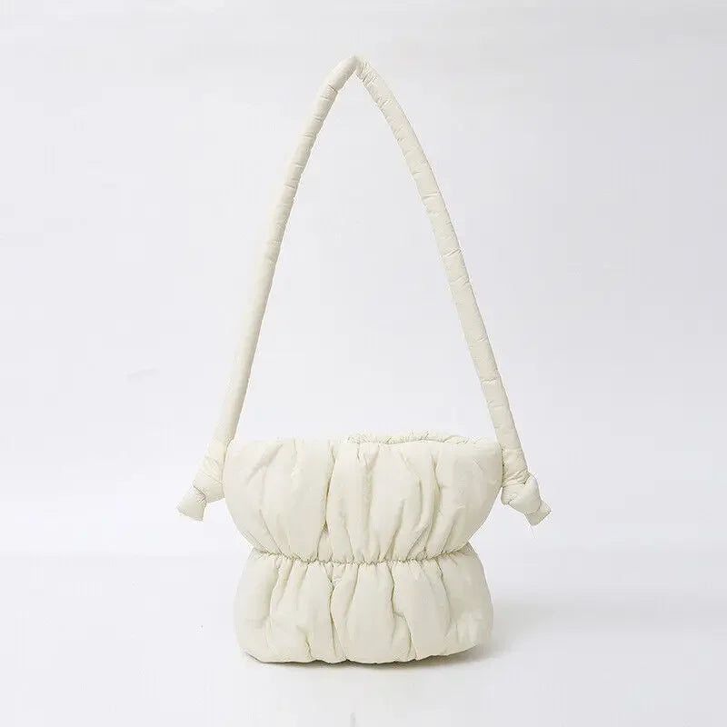 Nylon Bucket Bags Women Casual Designer Handbags Down-Filled Cotton Shoulder Bag Pleated Crossbody Bags Fashion Underarm Bag
