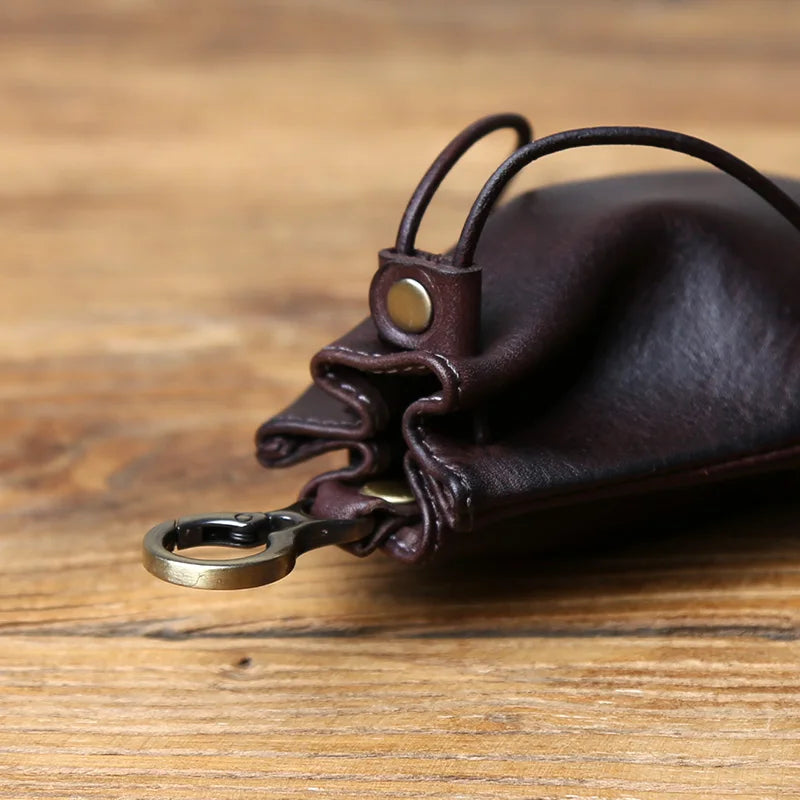 Genuine Leather Key Bag  First-layer Cowhide Coin Purse Simple Waist Bag Creative Lucky Bag Card Bag