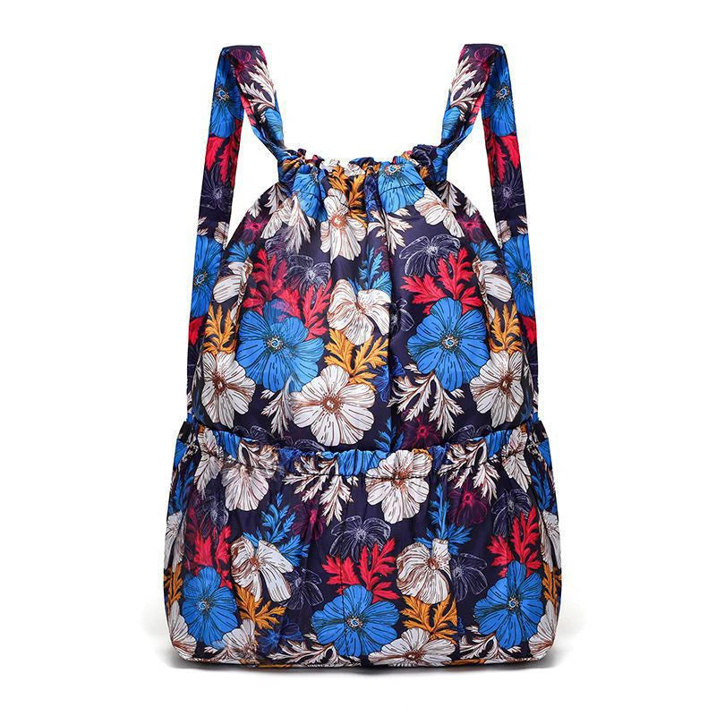 Women's Backpack Drawstring Large Capacity Lightweight Leisure Minimalist Portable Shopping Travel Bag Fitness Sports Bag