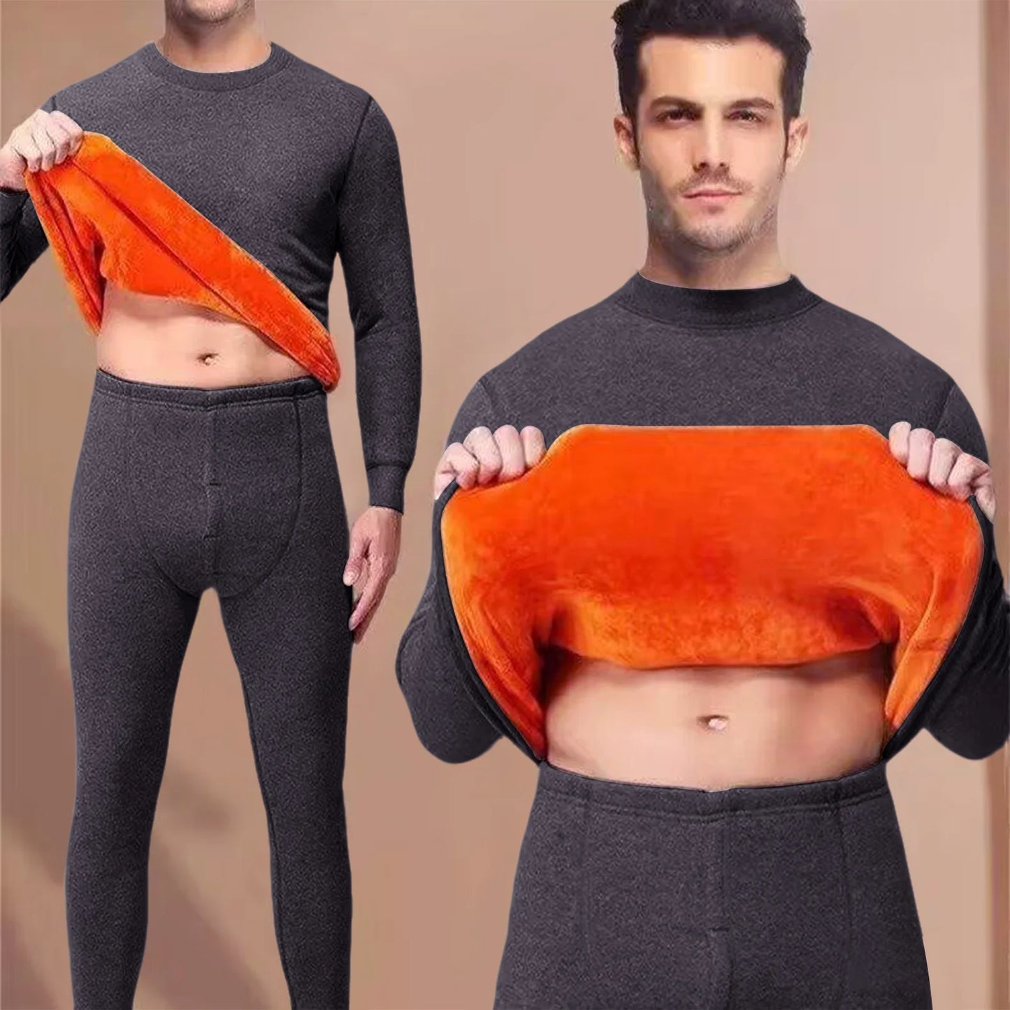 Men's Thermal Underwear Thin Base Cotton Sweater Winter Thermo Shirt Tops Pants Set Thermal Clothing Set Skiing Underwear Set