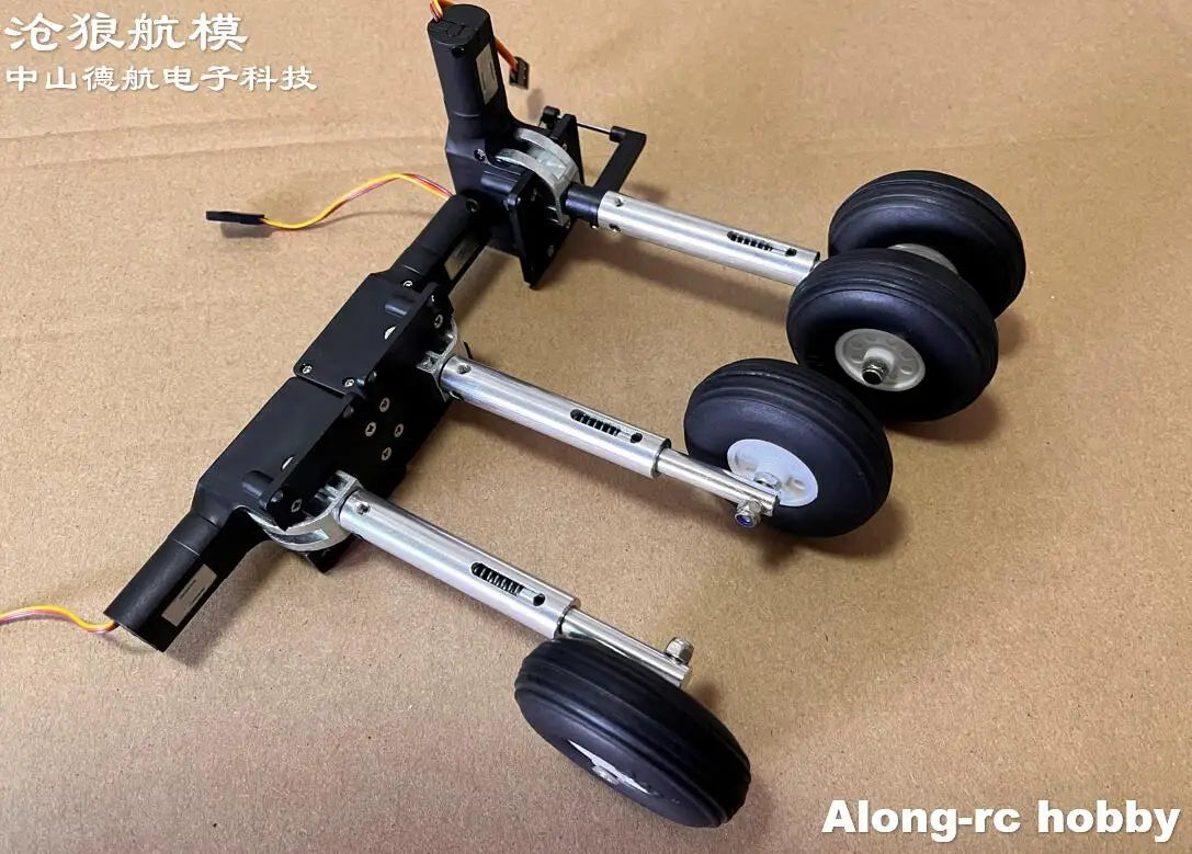 RC Plane Models Parts Height 111mm Retractable Landing Gear with PU Wheels for 2-3.5kg Hobby Airplane Aircraft DIY Jet Fighter