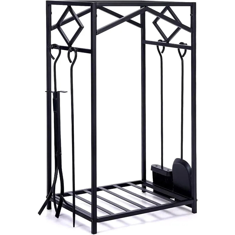 Metal Iron Firewood Rack Fireplace Utensils Furniture Hardware Metal Storage Rack Set for Firewood Storage