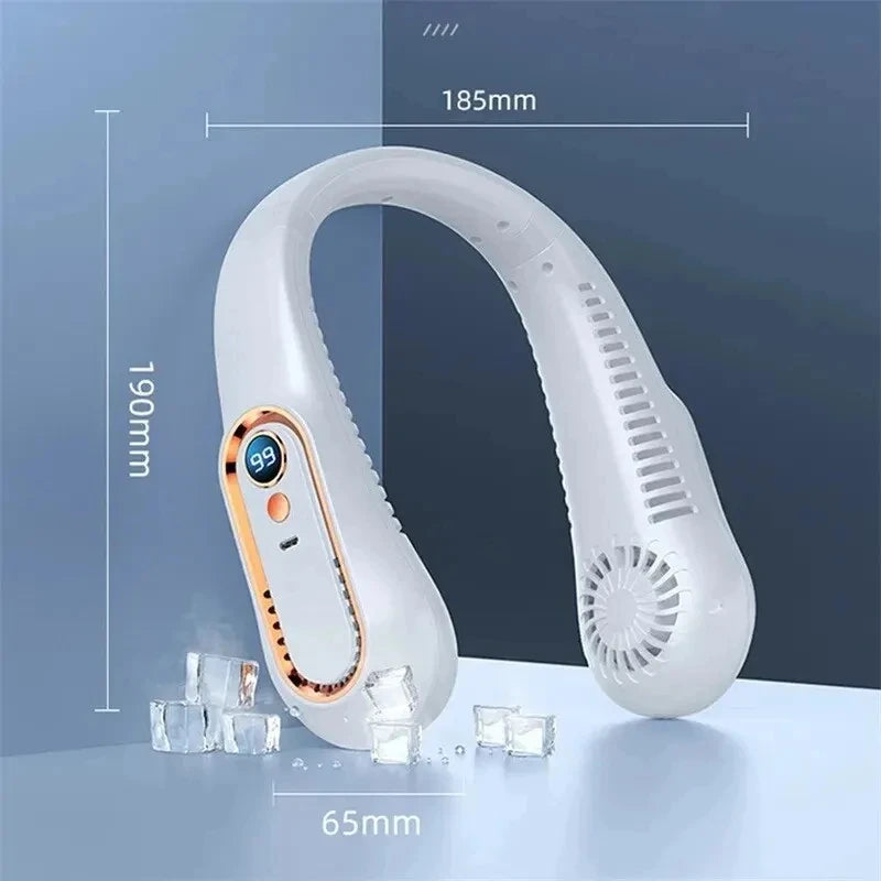 Hanging Neck Fan Digital Display Power Ventilador Bladeless Neckband Fan Portable Mini Air Cooler USB Rechargeable Electric Fans