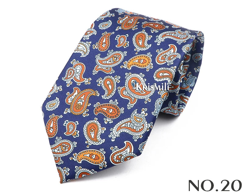 New Design Bohemian Style Necktie For Men Silk Touch Soft Blue Red Yellow Necktie Fit Wedding Party Business Office Accessory