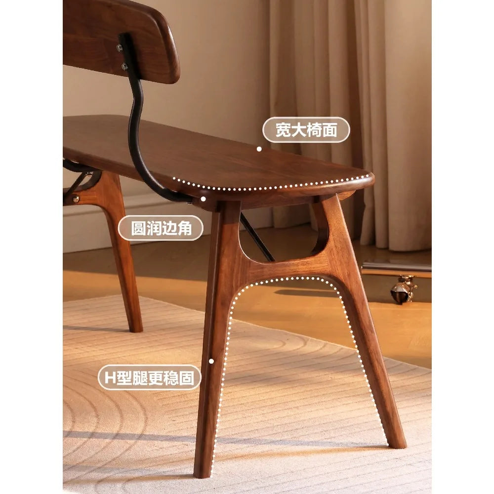 Medieval style solid wood bench small apartment simple household dining table living room backrest bedside porch shoe change cha