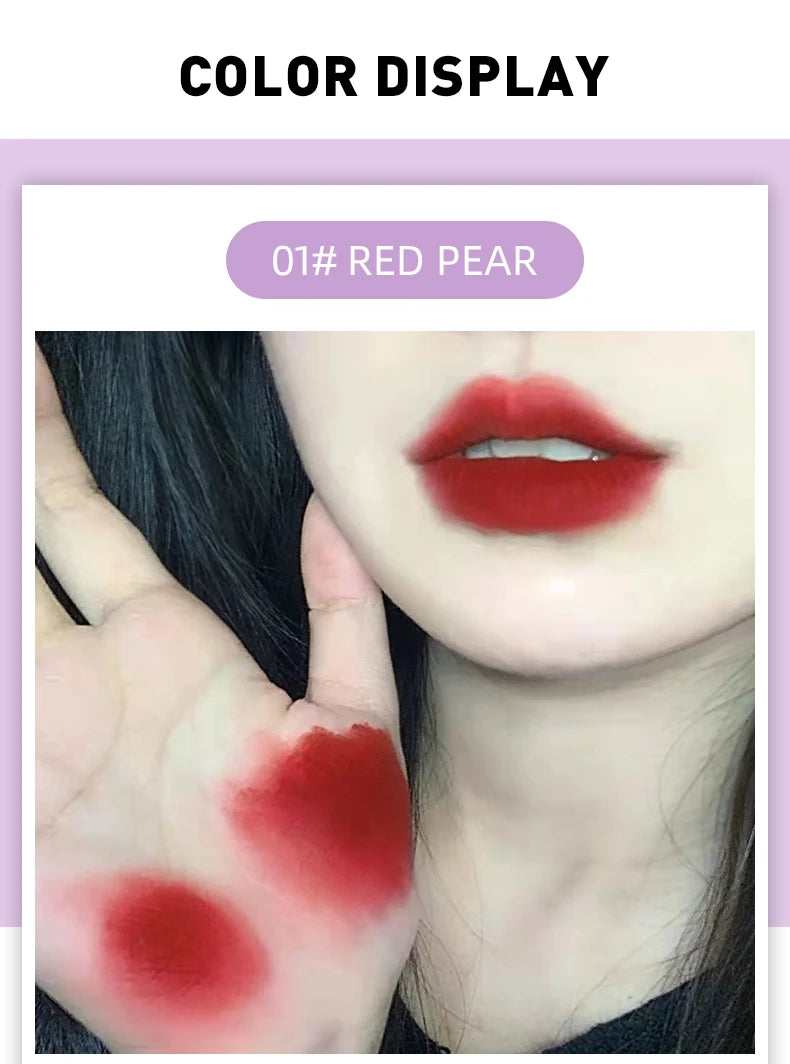6 Colors Sexy Red Liquid Lipstick Moisturizing Lip Glaze Tint Long Lasting Matte Lip Mud Waterproof Velvet Lipstick Lips Makeup