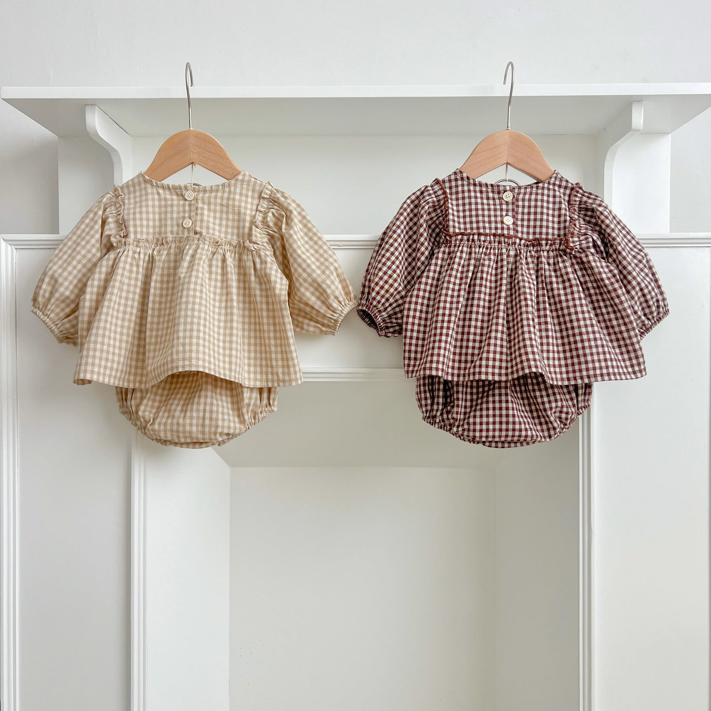 Baby Cotton Clothing Sets 0-2Yrs Autumn New Baby Girl Clothes Set Plaid Tee And Bloomer 2pcs Toddler Kids Vest + Shorts Suit