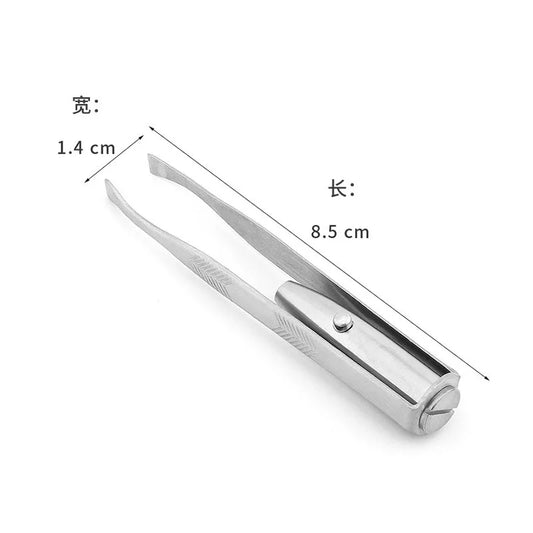 Stainless steel LED light eyebrow clip luminous eyebrow tweezers eyebrow clip beauty tool