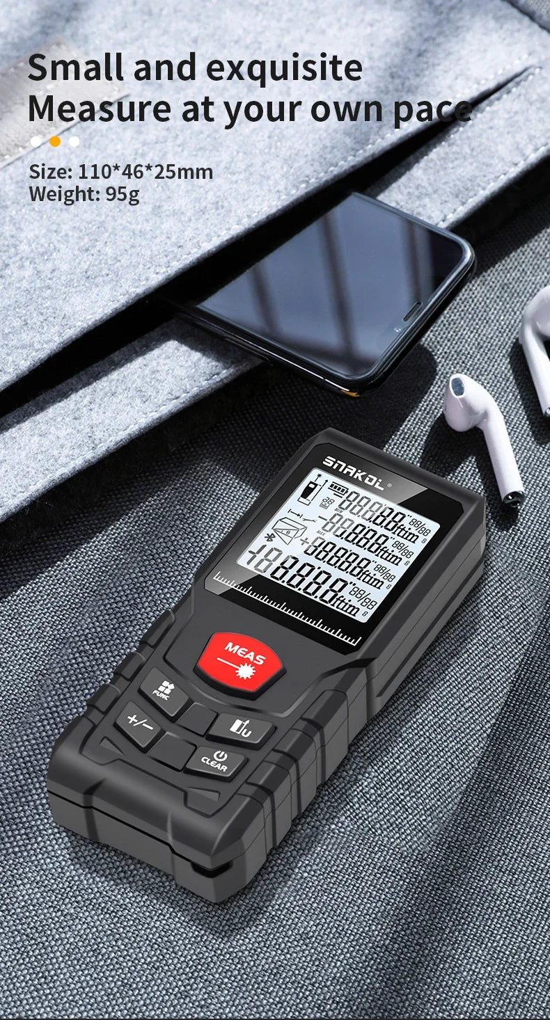 Snakol Digital Laser Distance Meter Rangefinder 50m/70m/100m/120m - Trena Roulette Ruler Tape for Measurement