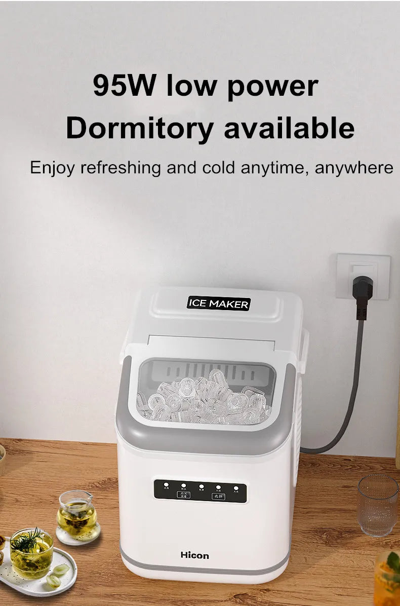 Ice Maker 15KG Automatic Household Mini Ice Cube Machine, Portable Intelligent Quiet Ice Maker for Home Dormitory Outdoor Use