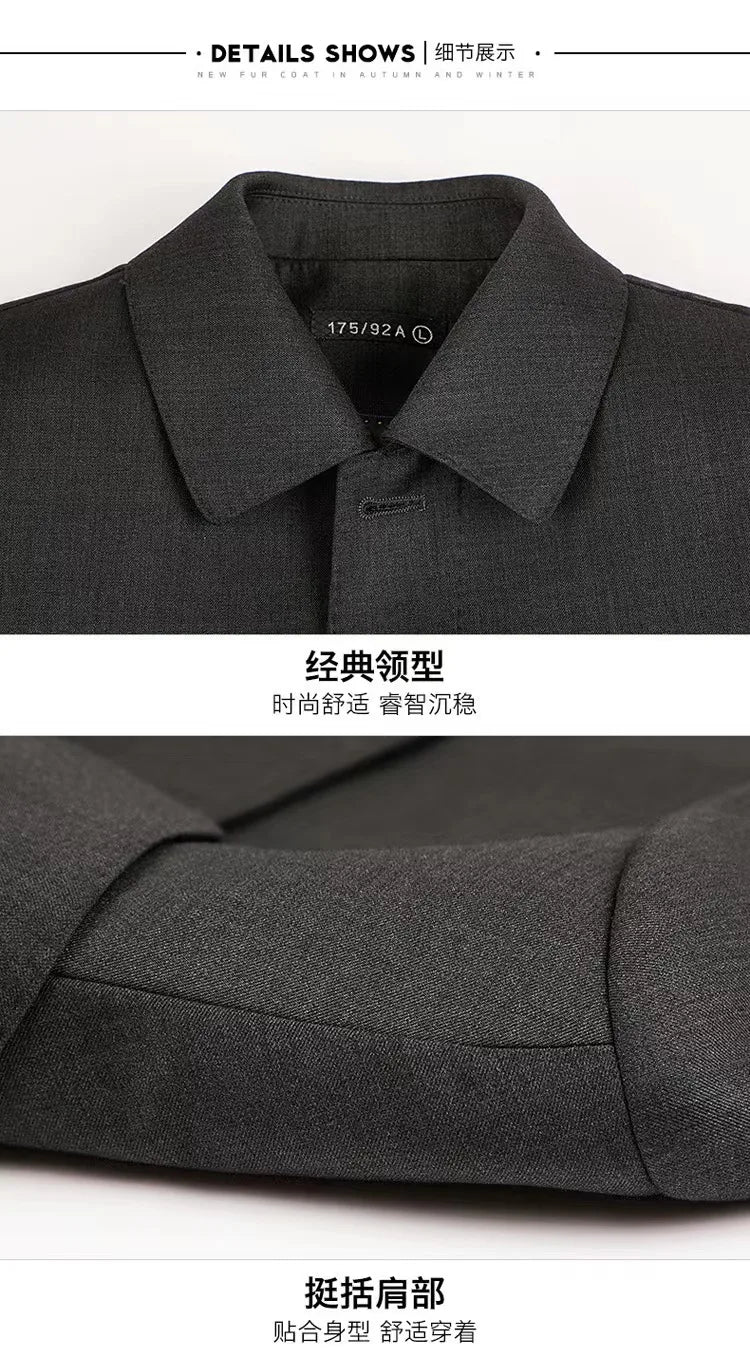2025 New Wool Trench Coat in The Long High-end Handsome Men Lapel Large Size Spring and Autumn Old Dad Business Coat  M-4XL