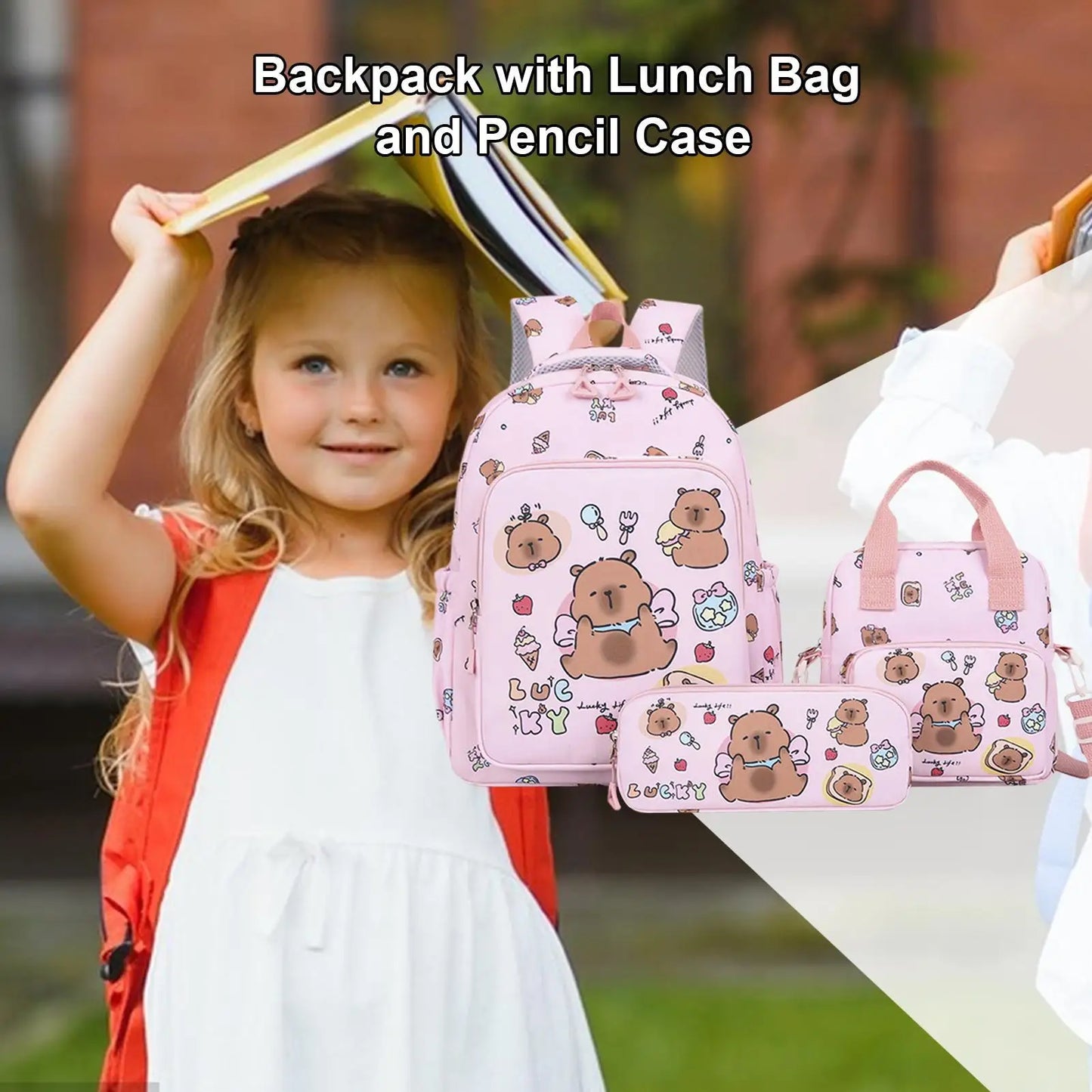 Cartoon Animal School Bags Primary Schoolbag  School Backpack Set Kids Daily Travel Backpack For Kids Children Students School