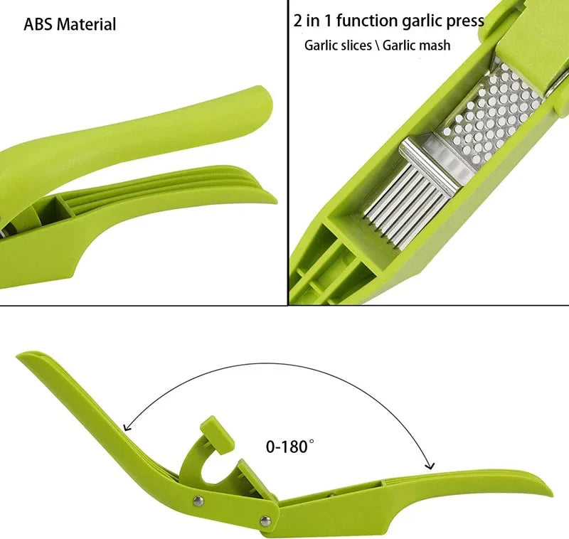 2-in-1 Multifunctional Garlic Press For Pressing Mash Garlic And Sliced Garlic Vegetable Squeezer For Home Cooking Masher Tool