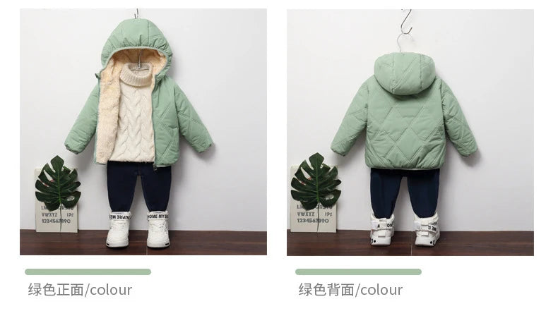 Winter Baby Kids Jacket For Girls Coats Lamb Wool Plus Velvet Thick Coats Toddler Children Outwear 1-6 Year Boys Cotton Jackets
