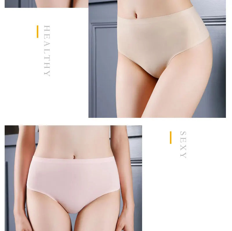 Hot Sexy Ladies Panties sport women's Underpant Middle-HIGH waist Thongs String Fashion Ice Silk Seamless Briefs Lingerie Tanga