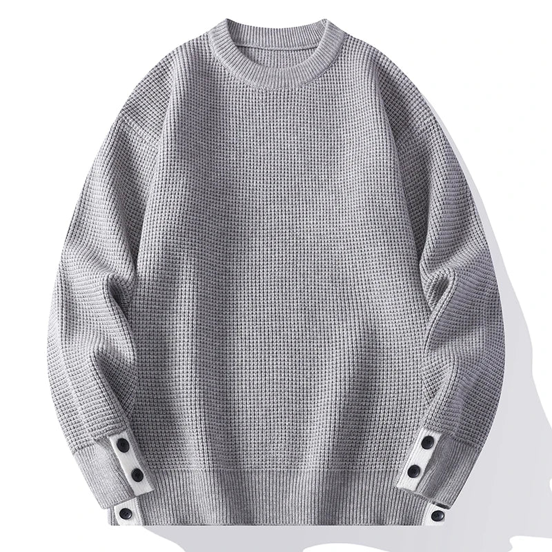 Fashion Blended Sweater 2025 Autumn/Winter Warm Wool Knitted Hoodies Cuff Button Design Casual Tops