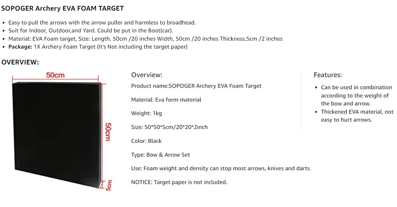 Archery Target for Backyard Adult, Easy Arrow Removal Bow Target, Durable Bow and Arrow Target for Youth Outdoor Shooting Practi