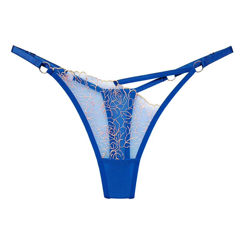 Sexy Lace Embroidery Thongs Women G strings Panties Transparent Mesh Underwear Ladies Briefs Adjustable Waist Culotte female
