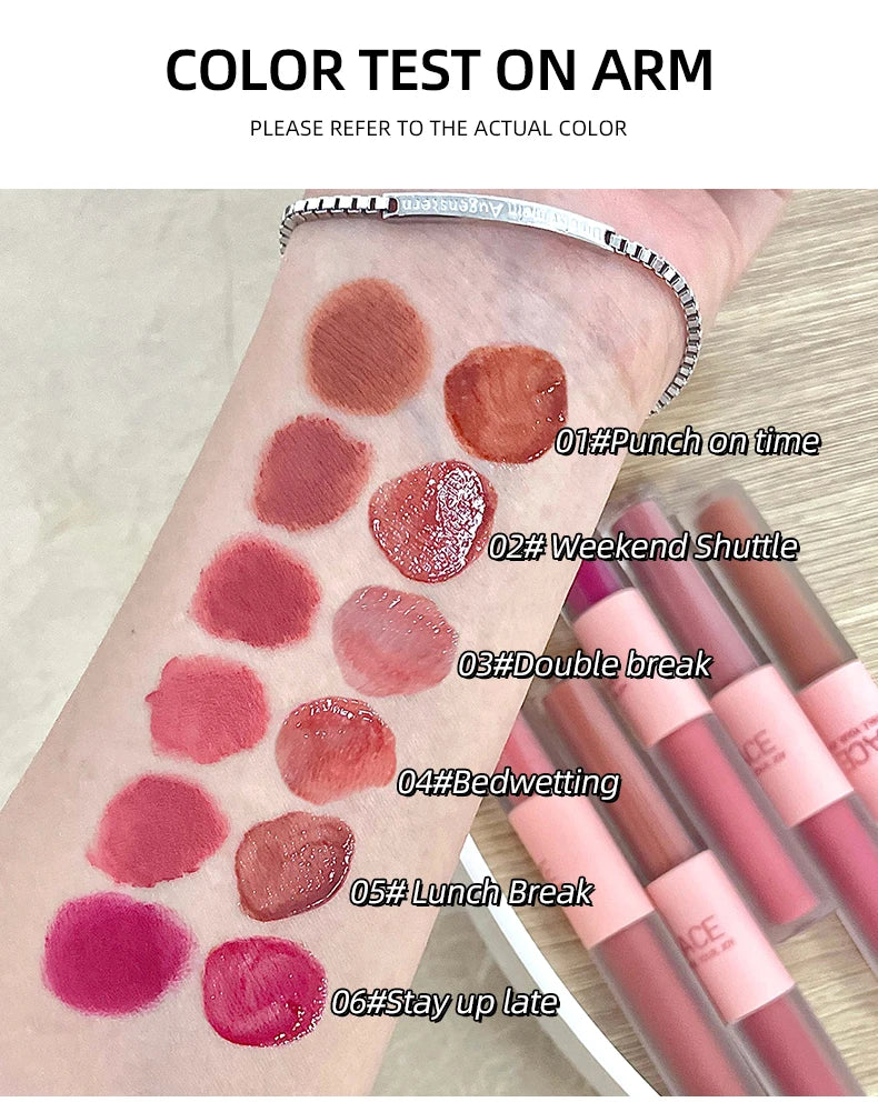 6 Colors Sexy Red Liquid Lipstick Moisturizing Lip Glaze Tint Long Lasting Matte Lip Mud Waterproof Velvet Lipstick Lips Makeup