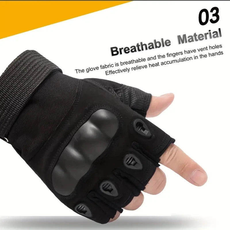 1Pair Tactical Fingerless Gloves for Men - Ideal for Outdoor Sports, Shooting, Hunting, Airsoft, and Cycling