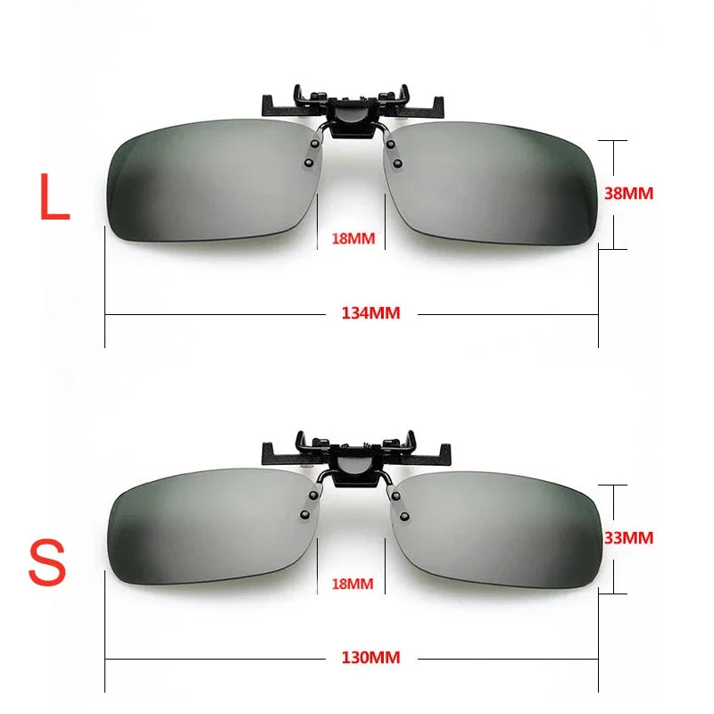 Fishing Polarized Pilot Flip Up Clip on Sunglasses Men Photochromic UV400 Women Driving Sun Glasses Color Change Night Vision
