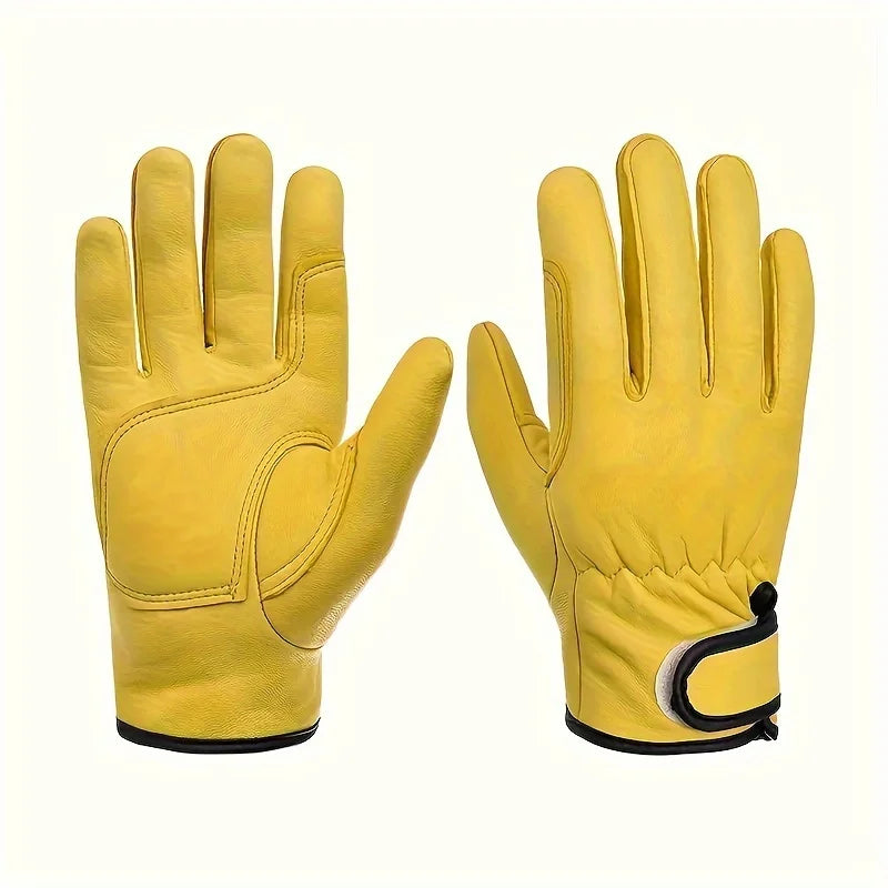 1 pair of work gloves, suitable for gardening, sports, motorcycles, and driving, finely processed with soft leather material