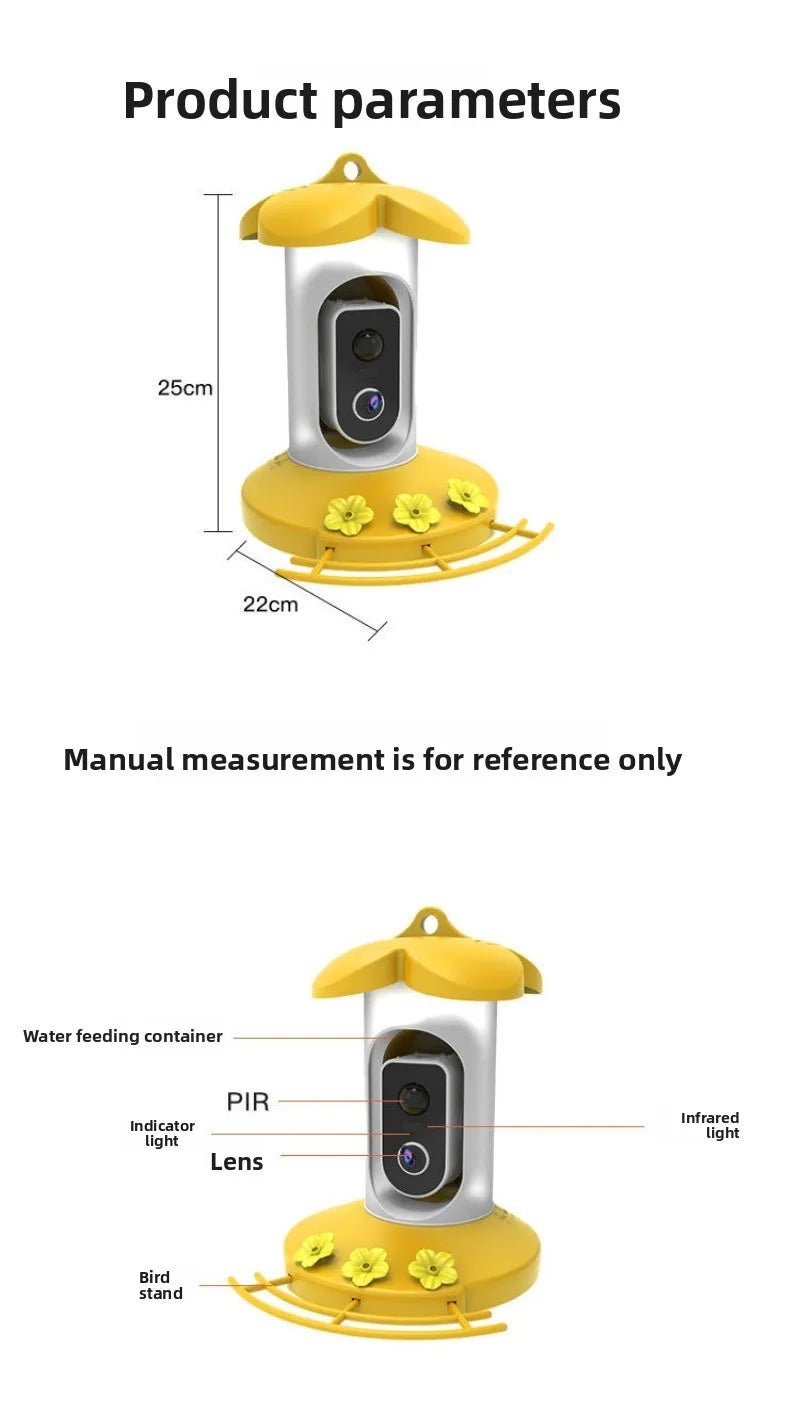 Intelligent Bird Feeder Camera Solar-powered Wide-angle High-definition  Outdoor Real-time Monitoring Pet Supplies Accessories
