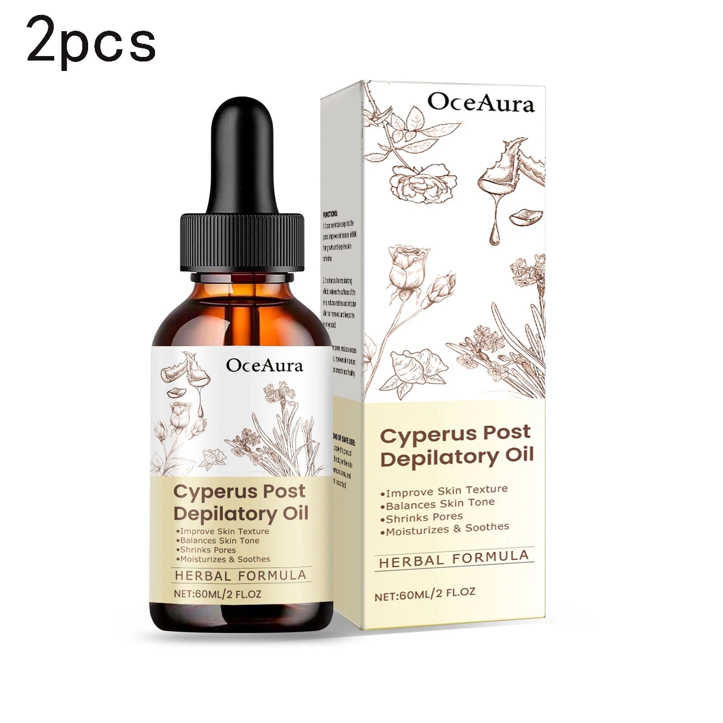 Post Hair Removal Oil - Moisturizing Skin Care Oil With Cyperus Extract For Smooth Hydrated Skin After Depilation