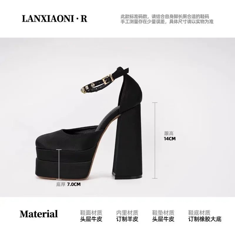 Women's Wedding Shoes Sexy Thick High Heels  Sole Black White Dress Party Wedding  Luxury Shoes  Zapatos De Mujer