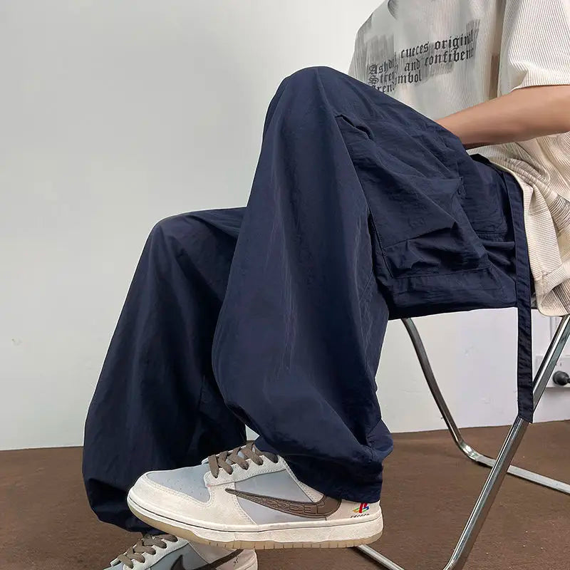 American Workwear Pants Men Summer New Thin Trendy Loose Straight Casual