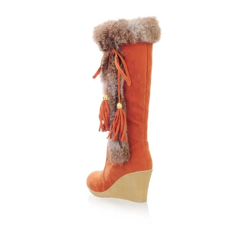2024 New Wedge Long Women Boots Australia Women's Shoes Platform Plush Winter Footwear Ladies Booties Thigh High Heels High Sexy