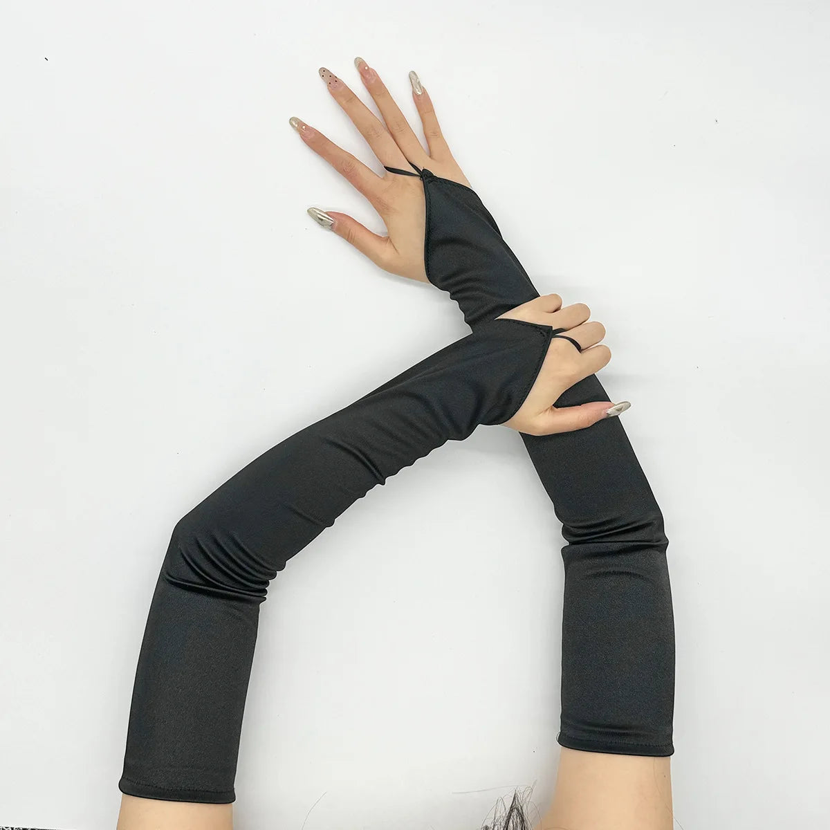 Ladies' Gloves, Long Hook-Finger Tinted Gloves, Ball Gloves, Bride's Wedding Dress Gloves, Sun-Protective Fashion Gloves C101