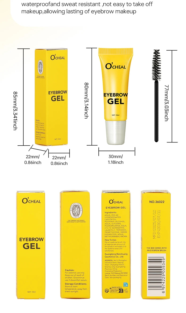 O'CHEAL 3D Eyebrow Gel Colorless Transparent Create Natural Eyebrows Quick-dry Waterproof Long-lasting Thick Full Eyebrow Makeup