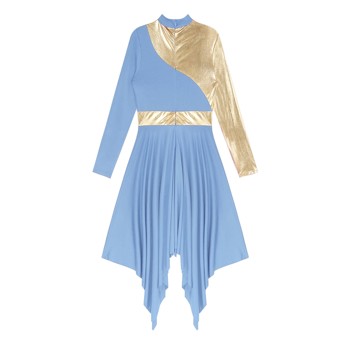 Women Modern Lyrical Dance Dress Waltz Ballroom Performance Costume Church Choir Worship Gown Long Sleeve Shiny Dancewear