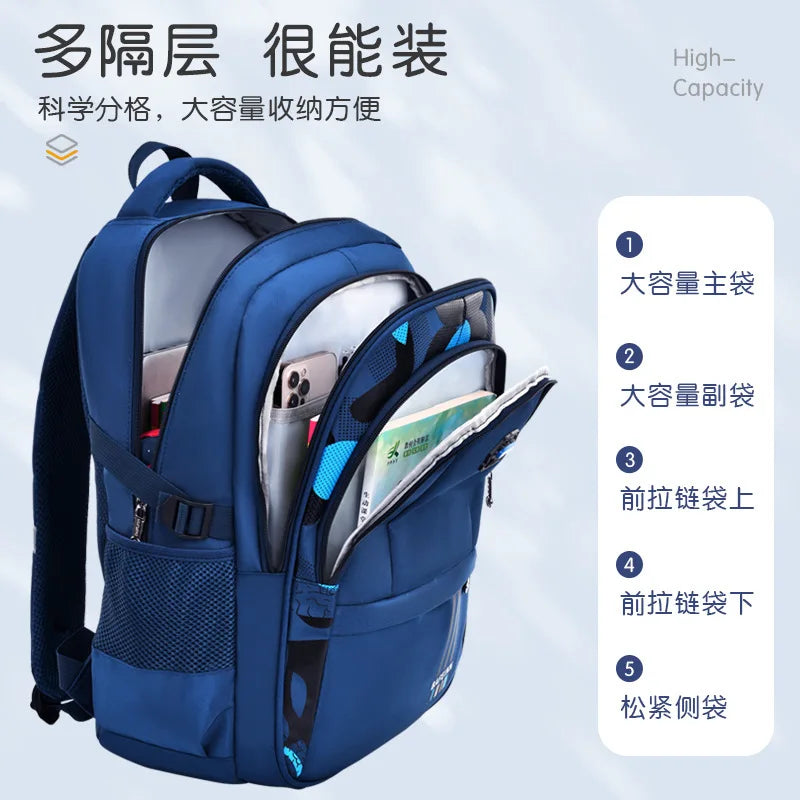 New Elementary School Students Schoolbag Boys 1-3-6 Grades 6-12 Years Old Lightweight Leisure CHILDREN'S Shoulder Bag Large Capa