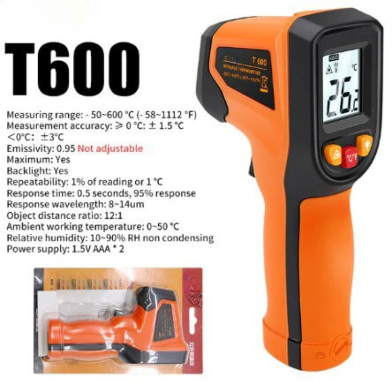 Non-contact Digital Infrared Thermometer Laser Thermograph for Kitchen Baking Water Oil - Industrial Temperature Measuring Tool