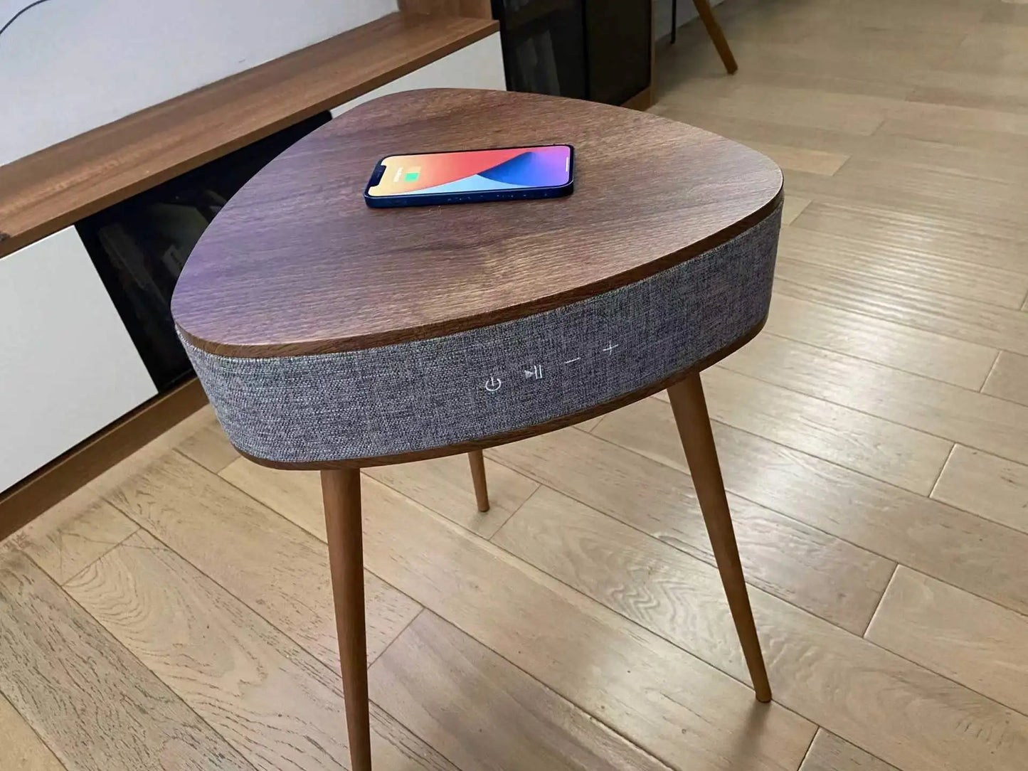 Solid Wood European Side Table Smart Multifunctional End Table for Living Room/Bedroom Decorative Small Corner Furniture