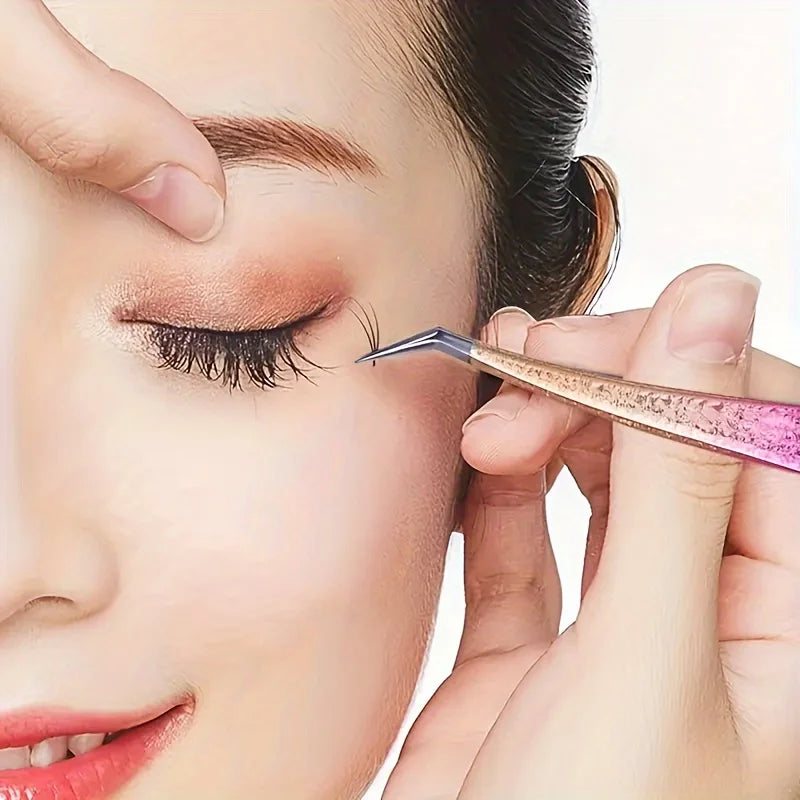 Eyelash Extension Tweezers Makeup Stainless Steel Eyelash 3D accurate Clip Makeup Tools Nail Art Accessories