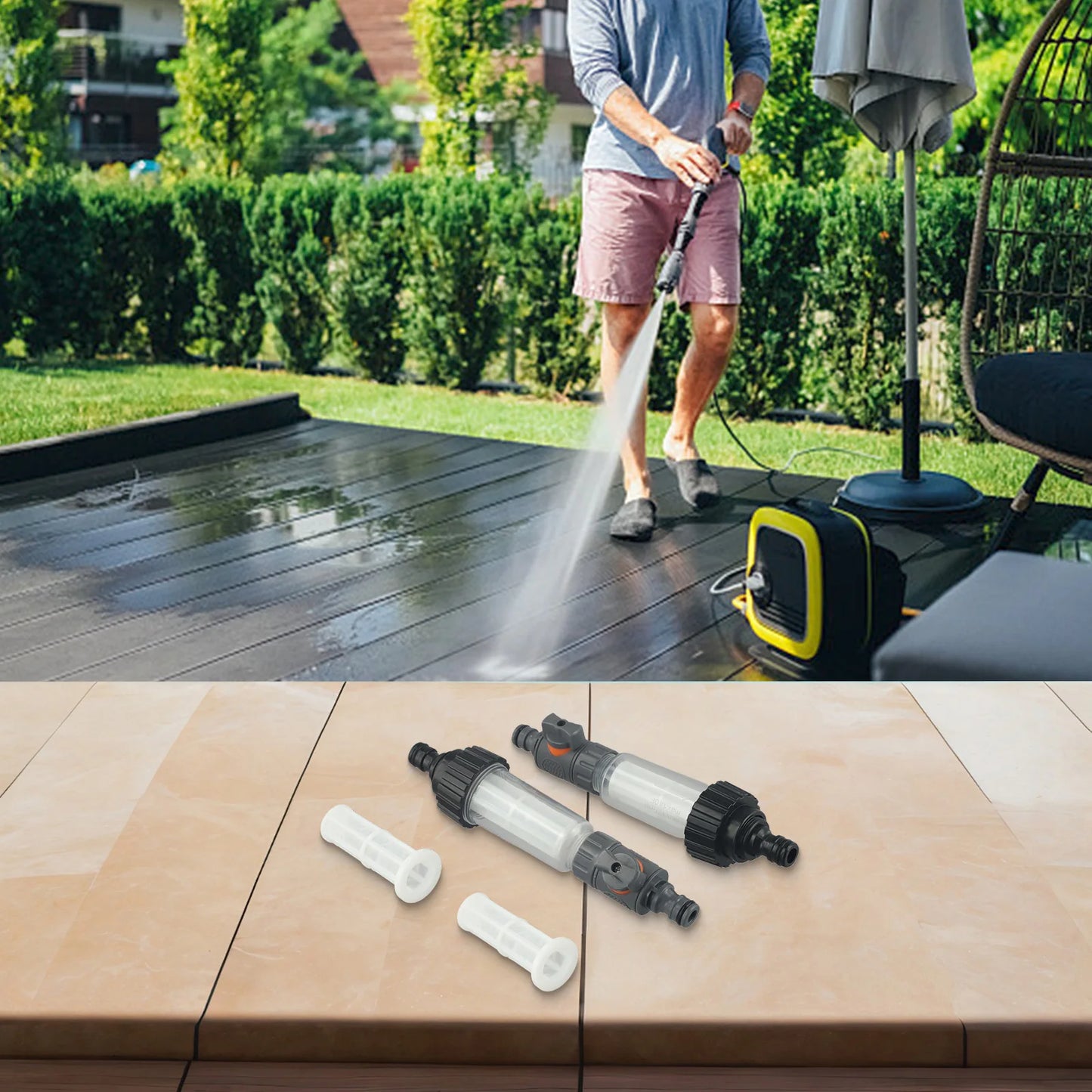 Caravan Water Filter Motorhome Equipment Patio Adjustable Water Flow Easy To Clean Flexible Compatibility Impurity Removal
