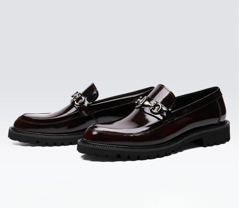 Men's Dress Leather Shoes Horse Street Buckle High Quality Men's Oxford Shoes Wedding Party Office Formal Shoe Large Size 38-48