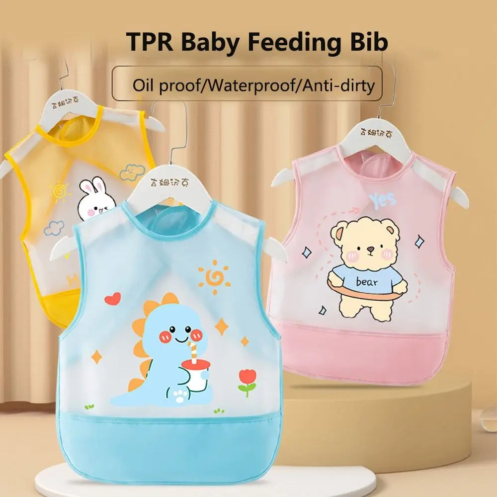 Cartoon Animal Pattern Baby Feeding Bib Waterproof Anti-dirty Sleeveless Bibs Bear Rabbit Saliva Towel Burp Apron 0-5 Years Old