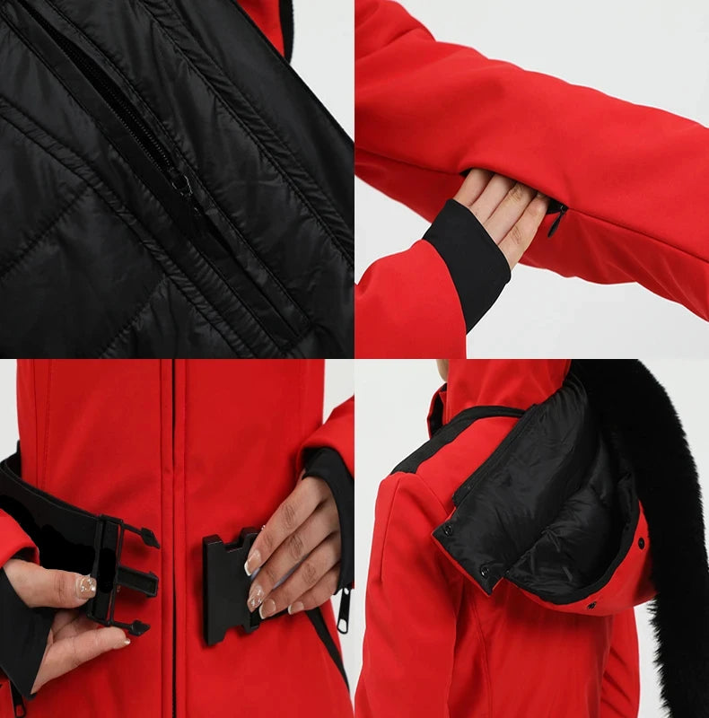 Ski Jackets 2025 Mountain Winter Hooded Woman Snowboard Clothes Outdoor Sports Skiing Overcoats Windproof Thermal Snow Tracksuit
