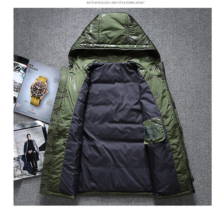 Men's Winter Warm White Duck Down Jackets Men Outwear Thick Snow Parkas Hooded Coat Male Casual Thermal Windproof Down Jacket
