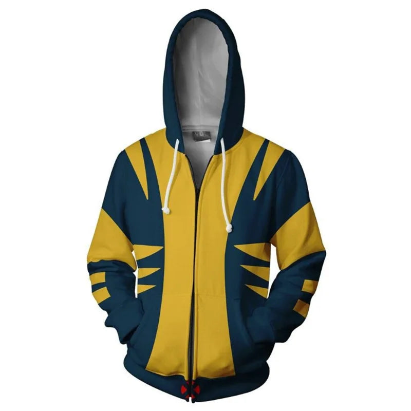Movie X Men Hoodies Scott Summers Hooded Cyclops Wolverine Cosplay Jacket Phoenix Printing Sweatshirt Zipper Hoody Clothes Coat